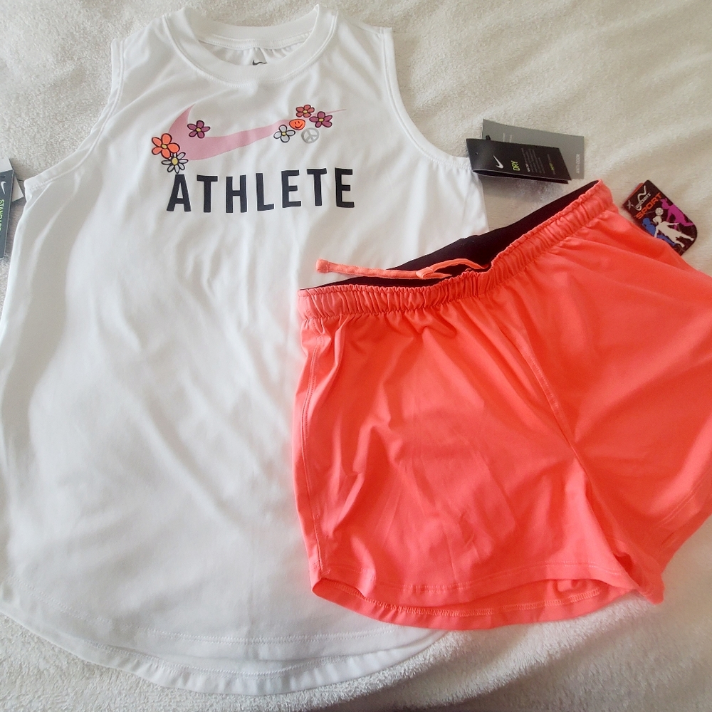 Sleeveless Graphic Top and Shorts, youth L